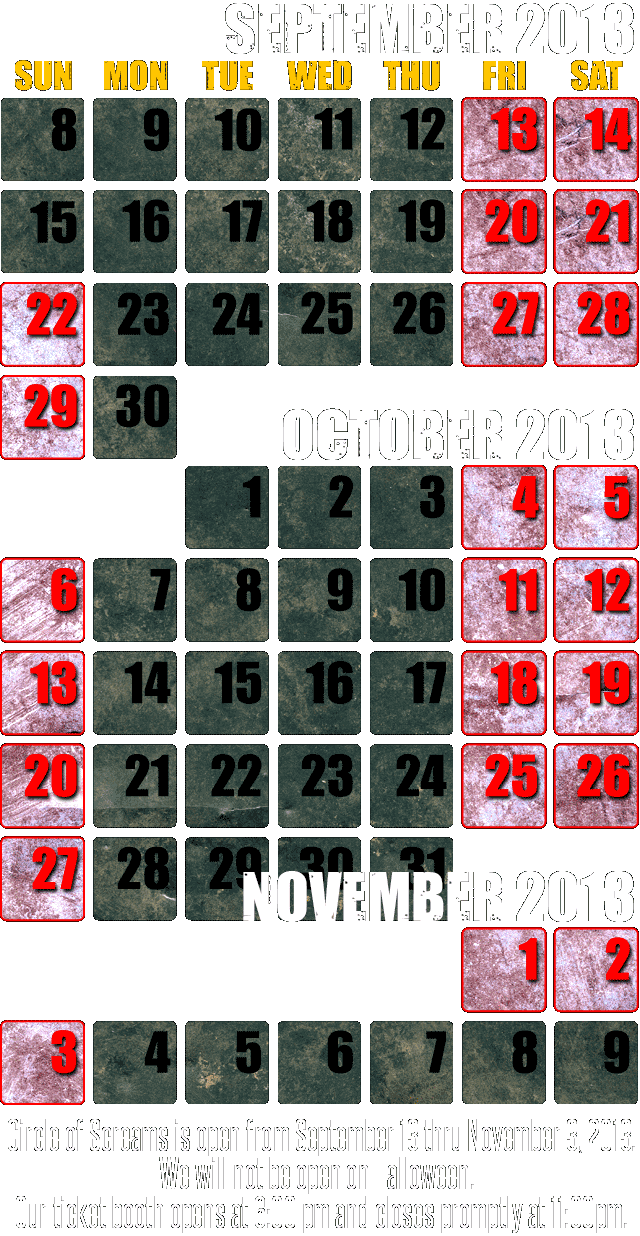 2013 Dates & Hours of Operation